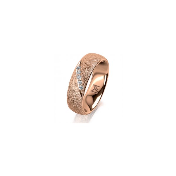 Ring 18 Karat Rotgold 6.0 mm kristallmatt 5 Brillanten G vs Gesamt 0,065ct