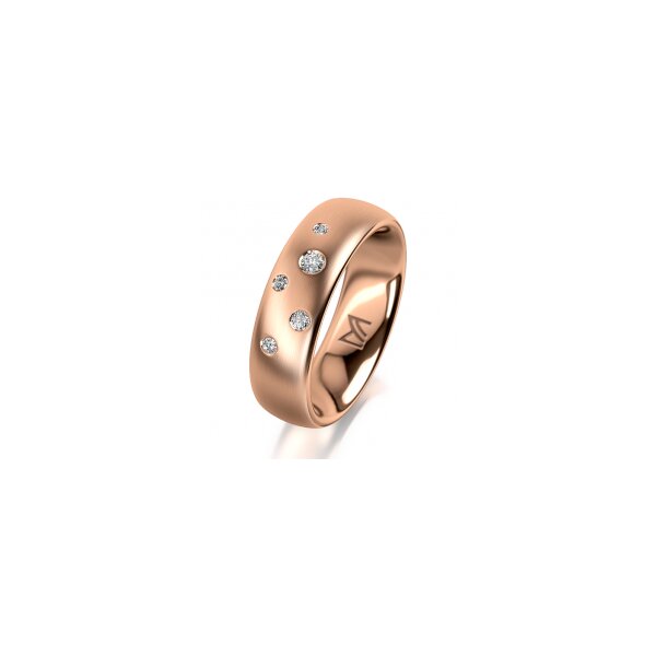 Ring 18 Karat Rotgold 6.0 mm l&auml;ngsmatt 5 Brillanten G vs Gesamt 0,080ct