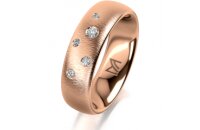 Ring 18 Karat Rotgold 6.0 mm sandmatt 5 Brillanten G vs...