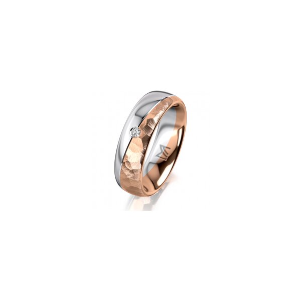 Ring 14 Karat Rot-/Weissgold 6.0 mm diamantmatt 1 Brillant G vs 0,025ct