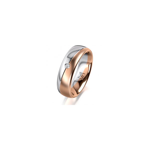 Ring 18 Karat Rot-/Weissgold 6.0 mm l&auml;ngsmatt 1 Brillant G vs 0,025ct