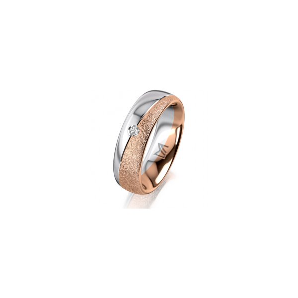 Ring 18 Karat Rot-/Weissgold 6.0 mm kreismatt 1 Brillant G vs 0,035ct