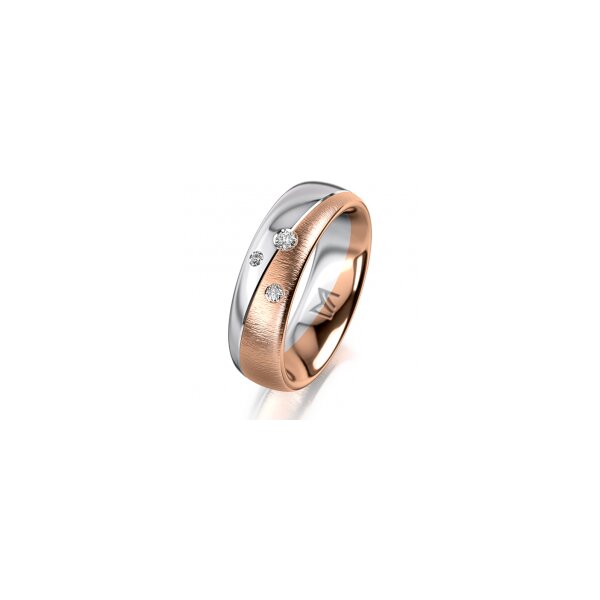 Ring 18 Karat Rot-/Weissgold 6.0 mm sandmatt 3 Brillanten G vs Gesamt 0,060ct