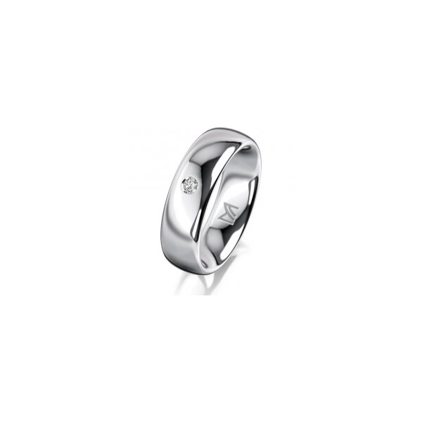 Ring 14 Karat Weissgold 6.0 mm poliert 1 Brillant G vs 0,035ct
