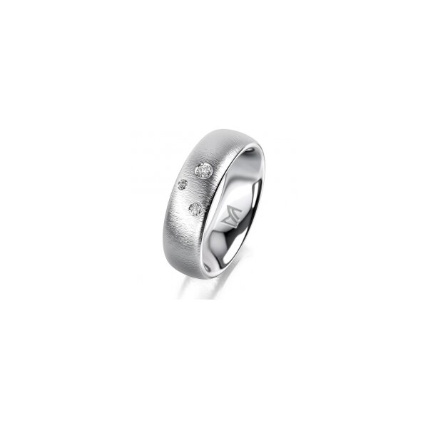 Ring 14 Karat Weissgold 6.0 mm sandmatt 3 Brillanten G vs Gesamt 0,060ct