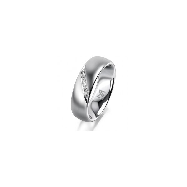 Ring 14 Karat Weissgold 6.0 mm l&auml;ngsmatt 5 Brillanten G vs Gesamt 0,065ct