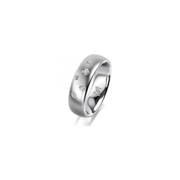 Ring 14 Karat Weissgold 6.0 mm l&auml;ngsmatt 5 Brillanten G vs Gesamt 0,080ct