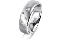 Ring 14 Karat Weissgold 6.0 mm sandmatt 5 Brillanten G vs...
