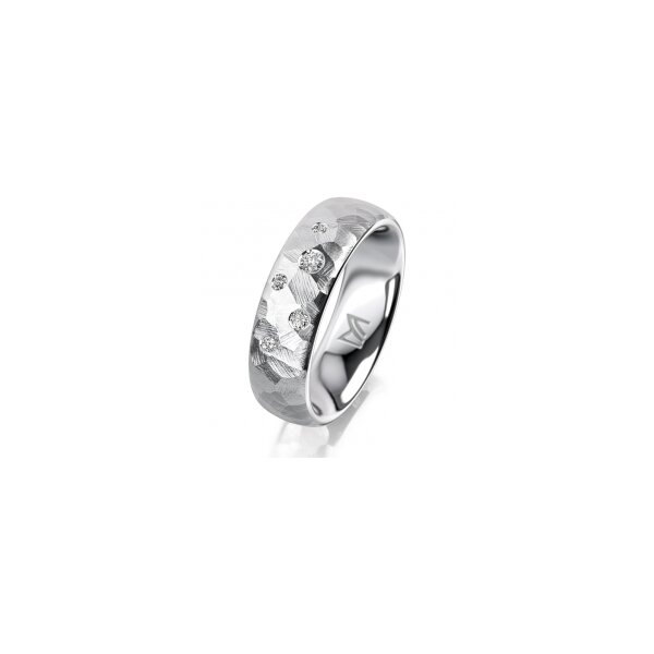 Ring 14 Karat Weissgold 6.0 mm diamantmatt 5 Brillanten G vs Gesamt 0,080ct