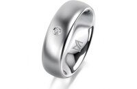 Ring 18 Karat Weissgold 6.0 mm l&auml;ngsmatt 1 Brillant...