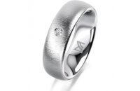 Ring 18 Karat Weissgold 6.0 mm sandmatt 1 Brillant G vs...