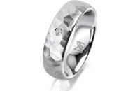 Ring 18 Karat Weissgold 6.0 mm diamantmatt 1 Brillant G...