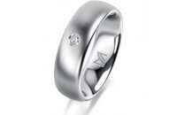 Ring 18 Karat Weissgold 6.0 mm l&auml;ngsmatt 1 Brillant...
