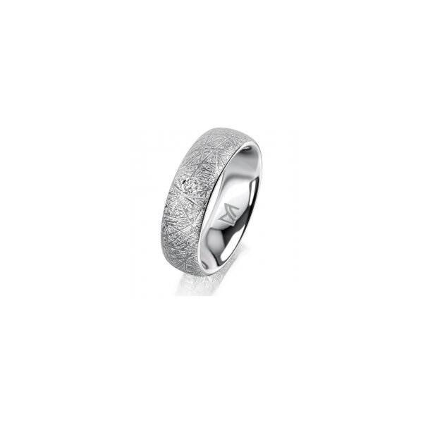 Ring 18 Karat Weissgold 6.0 mm kristallmatt 1 Brillant G vs 0,035ct