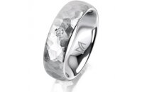 Ring 18 Karat Weissgold 6.0 mm diamantmatt 1 Brillant G...