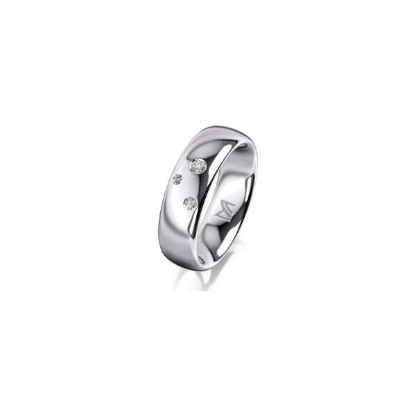 Ring 18 Karat Weissgold 6.0 mm poliert 3 Brillanten G vs Gesamt 0,060ct