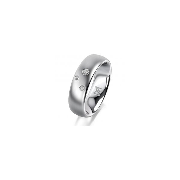 Ring 18 Karat Weissgold 6.0 mm l&auml;ngsmatt 3 Brillanten G vs Gesamt 0,060ct