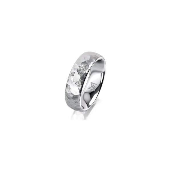Ring 18 Karat Weissgold 6.0 mm diamantmatt 3 Brillanten G vs Gesamt 0,060ct