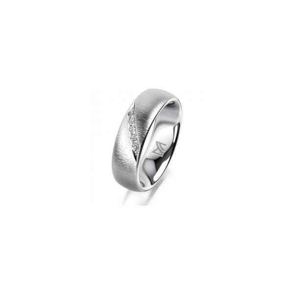 Ring 18 Karat Weissgold 6.0 mm sandmatt 5 Brillanten G vs Gesamt 0,065ct