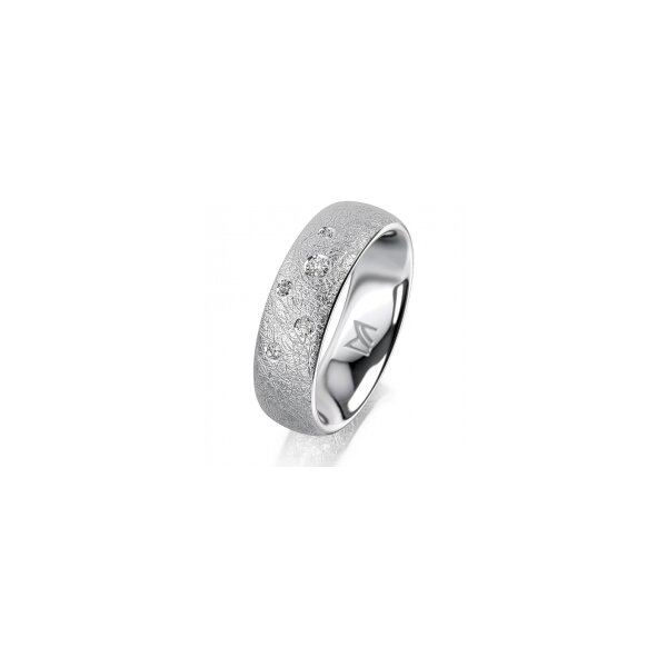 Ring 18 Karat Weissgold 6.0 mm kreismatt 5 Brillanten G vs Gesamt 0,080ct