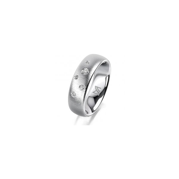 Ring 18 Karat Weissgold 6.0 mm sandmatt 5 Brillanten G vs Gesamt 0,080ct