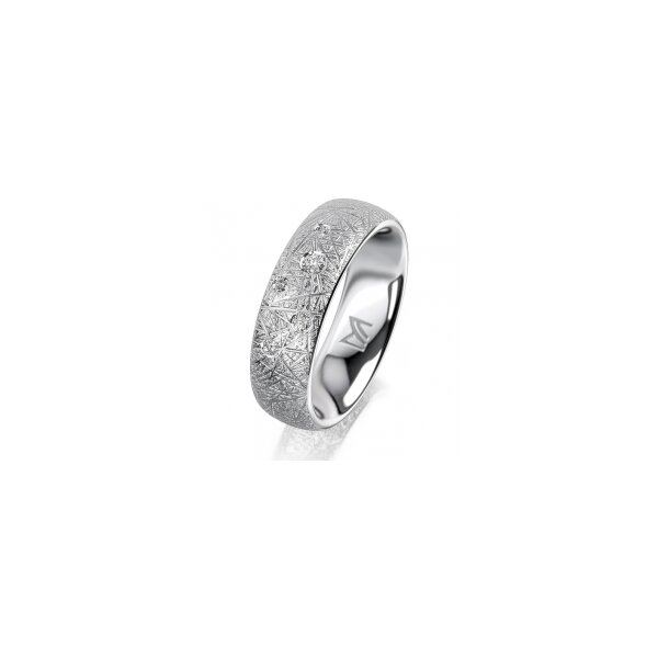 Ring 18 Karat Weissgold 6.0 mm kristallmatt 5 Brillanten G vs Gesamt 0,080ct