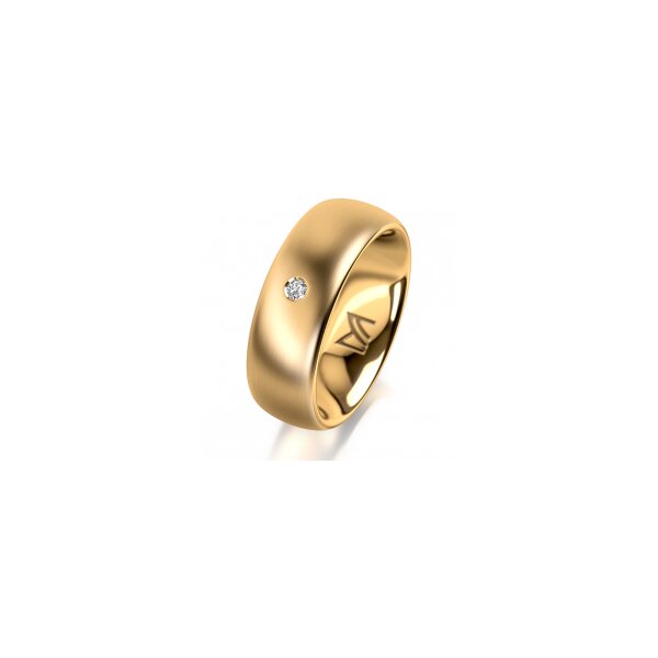 Ring 14 Karat Gelbgold 7.0 mm längsmatt 1 Brillant G vs 0,025ct