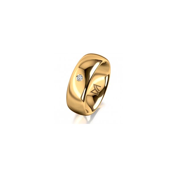 Ring 14 Karat Gelbgold 7.0 mm poliert 1 Brillant G vs 0,035ct