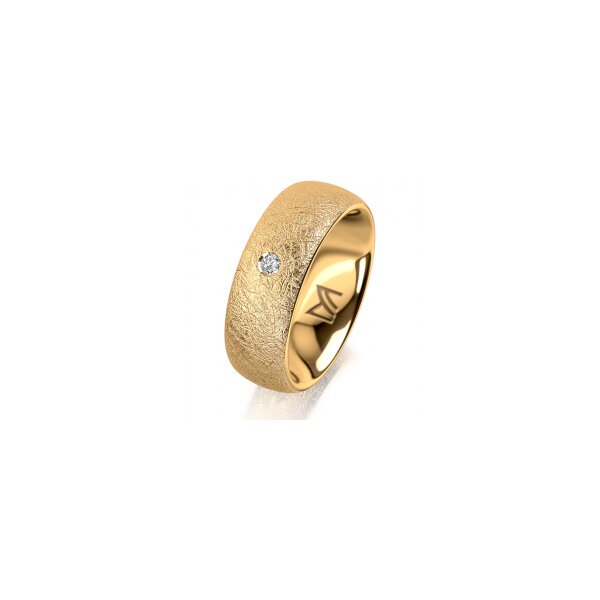 Ring 14 Karat Gelbgold 7.0 mm kreismatt 1 Brillant G vs 0,035ct