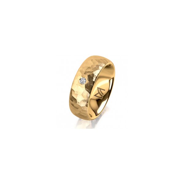 Ring 14 Karat Gelbgold 7.0 mm diamantmatt 1 Brillant G vs 0,035ct
