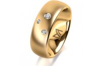 Ring 14 Karat Gelbgold 7.0 mm l&auml;ngsmatt 3 Brillanten...