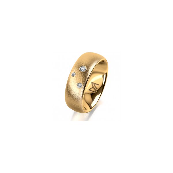 Ring 14 Karat Gelbgold 7.0 mm sandmatt 3 Brillanten G vs Gesamt 0,070ct