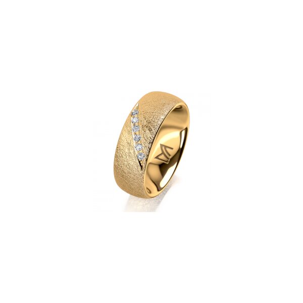 Ring 14 Karat Gelbgold 7.0 mm kreismatt 6 Brillanten G vs Gesamt 0,080ct