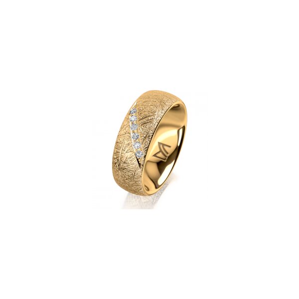 Ring 14 Karat Gelbgold 7.0 mm kristallmatt 6 Brillanten G vs Gesamt 0,080ct