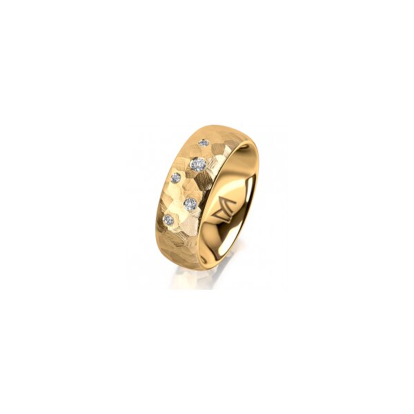 Ring 14 Karat Gelbgold 7.0 mm diamantmatt 5 Brillanten G vs Gesamt 0,095ct