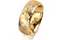 Ring 14 Karat Gelbgold 7.0 mm diamantmatt 5 Brillanten G...