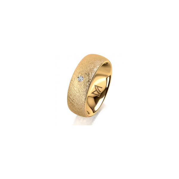 Ring 18 Karat Gelbgold 7.0 mm kreismatt 1 Brillant G vs 0,025ct