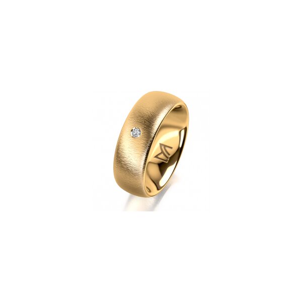 Ring 18 Karat Gelbgold 7.0 mm sandmatt 1 Brillant G vs 0,025ct