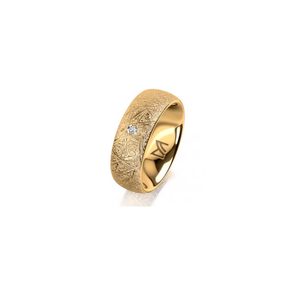 Ring 18 Karat Gelbgold 7.0 mm kristallmatt 1 Brillant G vs 0,025ct