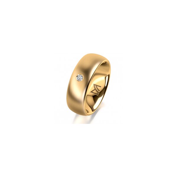 Ring 18 Karat Gelbgold 7.0 mm längsmatt 1 Brillant G vs 0,035ct