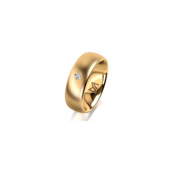 Ring 18 Karat Gelbgold 7.0 mm l&auml;ngsmatt 1 Brillant G vs 0,035ct
