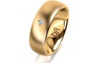 Ring 18 Karat Gelbgold 7.0 mm l&auml;ngsmatt 1 Brillant G...