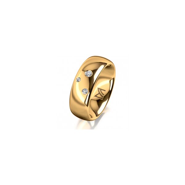 Ring 18 Karat Gelbgold 7.0 mm poliert 3 Brillanten G vs Gesamt 0,070ct