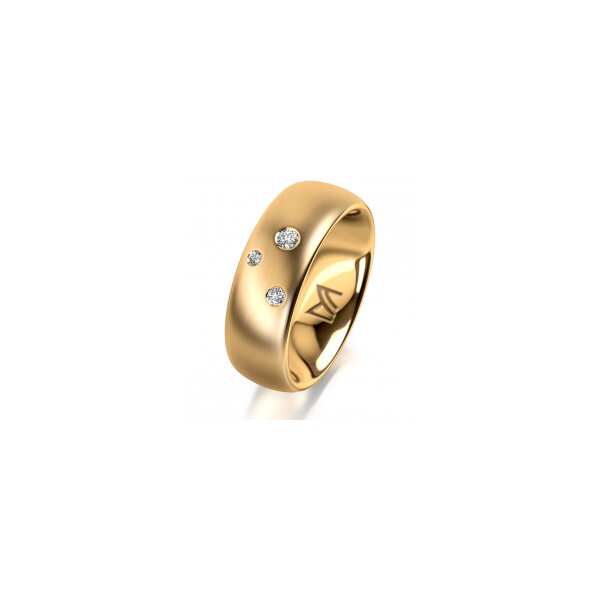 Ring 18 Karat Gelbgold 7.0 mm l&auml;ngsmatt 3 Brillanten G vs Gesamt 0,070ct