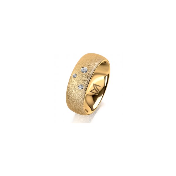 Ring 18 Karat Gelbgold 7.0 mm kreismatt 3 Brillanten G vs Gesamt 0,070ct