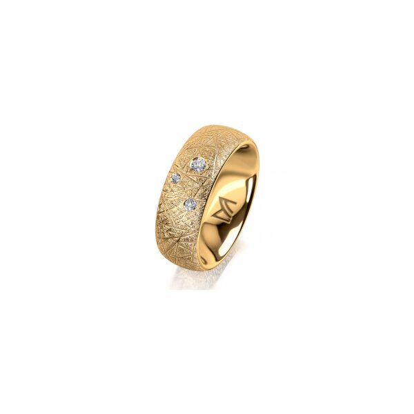 Ring 18 Karat Gelbgold 7.0 mm kristallmatt 3 Brillanten G vs Gesamt 0,070ct