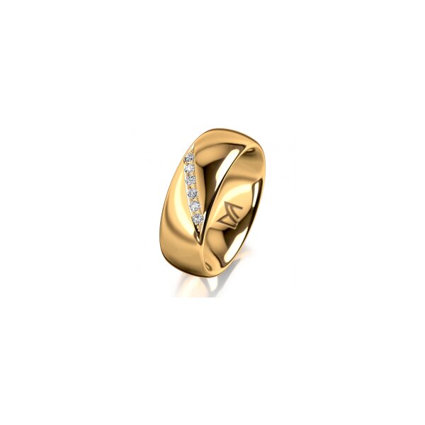 Ring 18 Karat Gelbgold 7.0 mm poliert 6 Brillanten G vs Gesamt 0,080ct