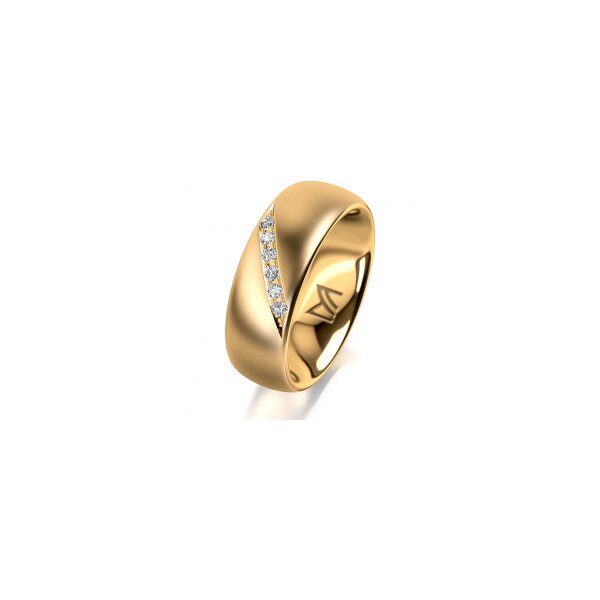 Ring 18 Karat Gelbgold 7.0 mm l&auml;ngsmatt 6 Brillanten G vs Gesamt 0,080ct