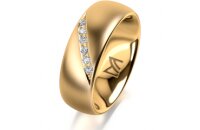 Ring 18 Karat Gelbgold 7.0 mm l&auml;ngsmatt 6 Brillanten...