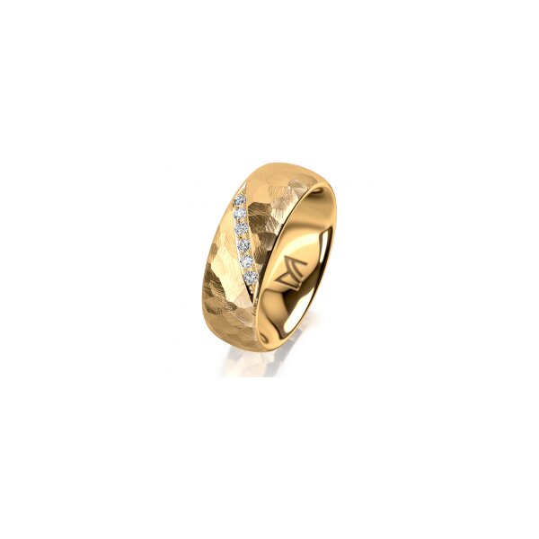 Ring 18 Karat Gelbgold 7.0 mm diamantmatt 6 Brillanten G vs Gesamt 0,080ct